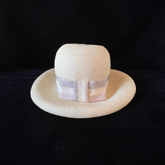 Vintage Mr. John Empress Fine Weave Straw Beige Hat, 1950's, Excellent Condition - Picture 4 of 14